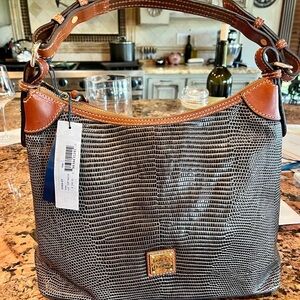 NEW Dooney & Bourke GREY Embossed Lizard Hobo Purse Bag DV924